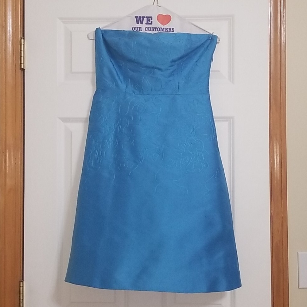 Ann Taylor Turquoise Strapless Silk Dress